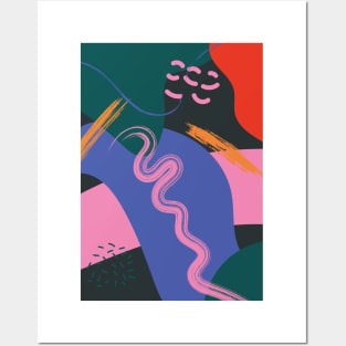 Abstract Colorful Shapes, Retro 1 Posters and Art